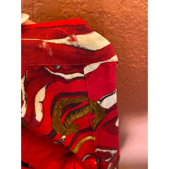 Jones New York Wrap Skirt 20 Silk Red Patriotic Flag Swords Pockets Independence - Picture 8 of 10